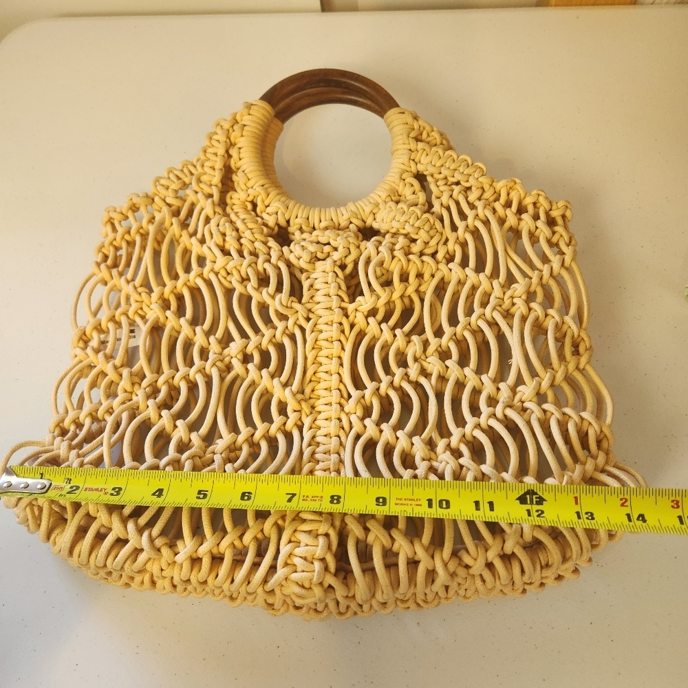 Free People Esmerelda Macrame Boho Tote Bag Purse Bohemian 1970s 70s Style Beach - Picture 8 of 10